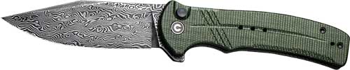 CIVIVI Cogent 3.47" Green Micarta Handle Damascus Blade Button Lock Folder