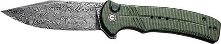 CIVIVI Cogent 3.47" Green Micarta Handle Damascus Blade Button Lock Folder