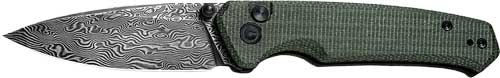 CIVIVI Altus 2.97" Green Micarta Handle Black Damascus Blade Folder