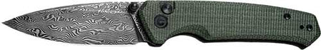 CIVIVI Altus 2.97" Green Micarta Handle Black Damascus Blade Folder