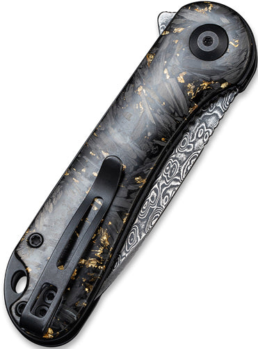 CIVIVI Elementum 2.96" Shredded Carbon Fiber Handle Golden Damascus Pocket Knife