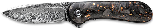 CIVIVI Elementum 2.96" Shredded Carbon Fiber Handle Copper Damascus Pocket Knife