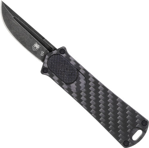CobraTec CA 952 OTF Black w/Carbon Fiber Handle 1.75" D2 Steel Drop Point