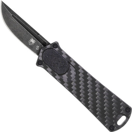 CobraTec CA 952 OTF Black w/Carbon Fiber Handle 1.75" D2 Steel Drop Point