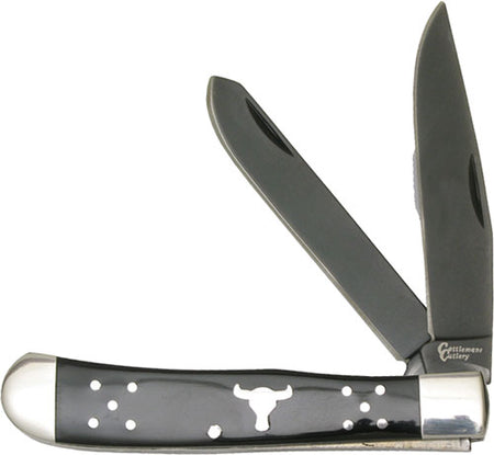 ABKT Cattlemans Cutlery Black Angus Trapper 2-Blade Folder Stainless Blades