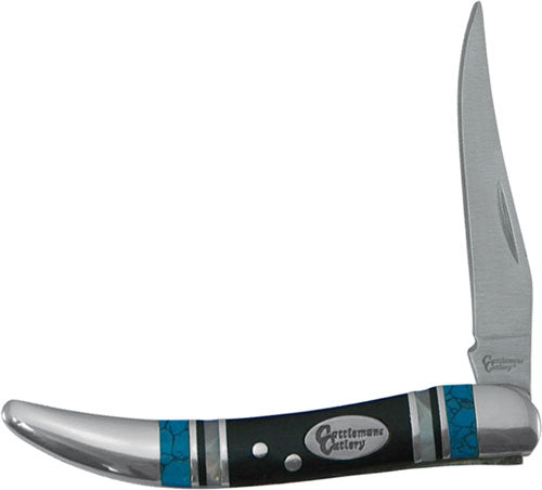 ABKT Cattlemans Cutlery 2.5" Cheyenne Toothpick Knife Blue Stone Accents
