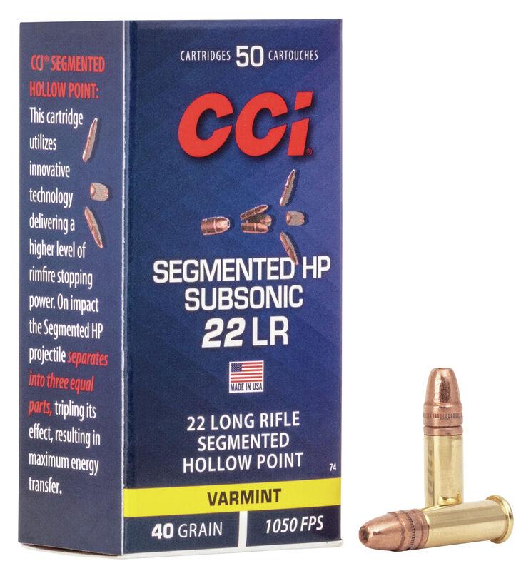 CCI .22 Long Rifle Rimefire Ammo Segmented HP Subsonic Hollow Point Subsonic JHP 40 grain 