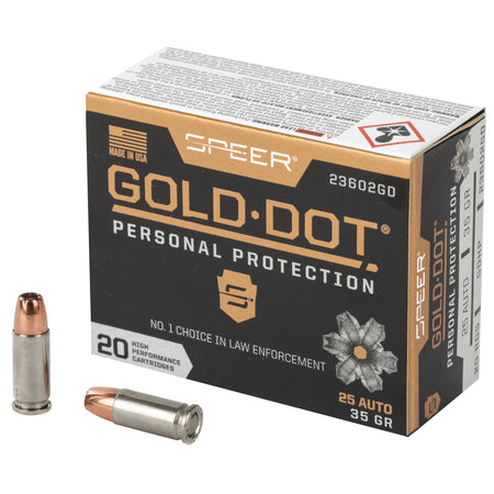 Speer .25 ACP 23602GD Gold Dot Personal Protection Hollow Point HP 35 Grain