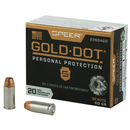 Speer .32 ACP 23604GD Gold Dot Personal Protection Hollow Point HP 60 Grain