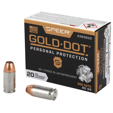 Speer .380 ACP/Auto 23606GD Gold Dot Personal Protection Hollow Point HP 90 Grain