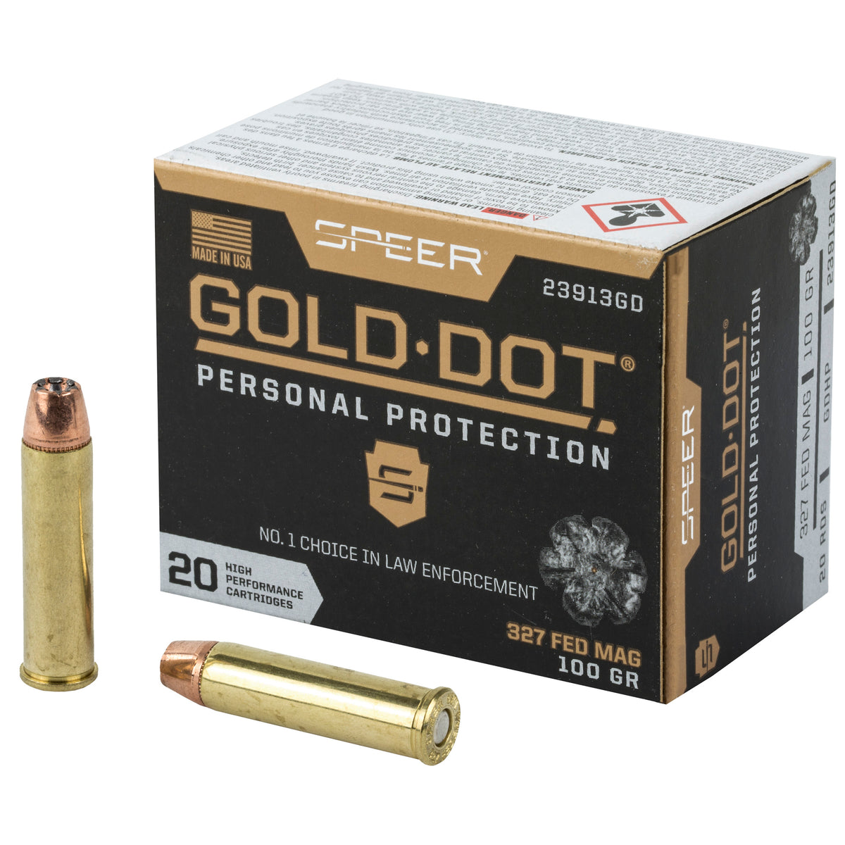 Speer .327 Federal Mag 23913GD Gold Dot Personal Protection Hollow Point HP 100 Grain
