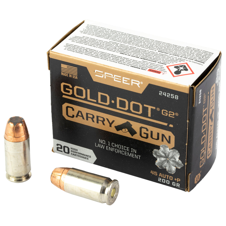 Speer .45 ACP/Auto 24258 Gold Dot Carry Gun Hollow Point HP 200 Grain
