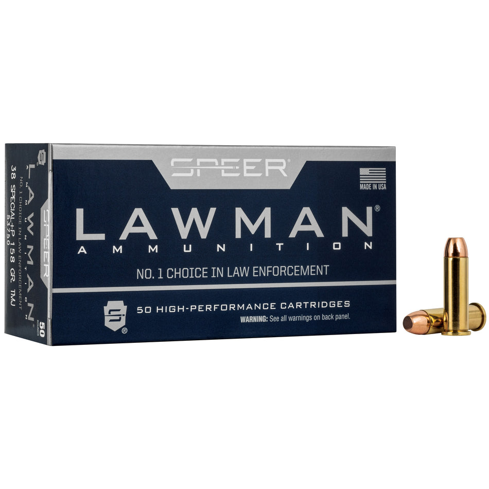 Speer .38 Special 53750 Lawman +P Total Metal Jacket Round Nose 158 Grain