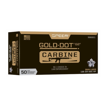 Speer 9mm Luger/Parabellum 59GDC1 Gold Dot Carbine Hollow Point HP 135 Grain