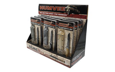 Caliber Gourmet 12-Piece Humvee Neck Knife Display with Sheaths Black Khaki Green HMV-DB-USMC