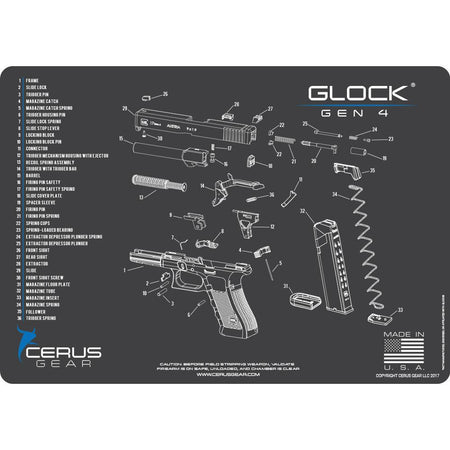 Cerus Gear Glock G4 Schematic Cleaning Promat 12"x17" Gray