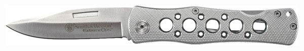 Smith & Wesson Extreme Ops 3.5" Drop Point Folder Lockback Knife Textured Aluminum Handle