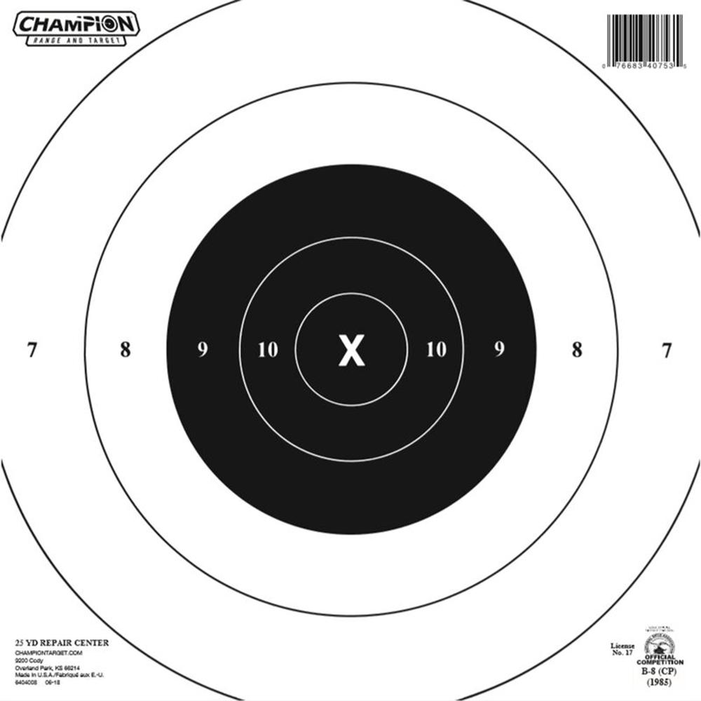 Champion NRA Official GB-8(CP) 25 yd Timed & Rapid Fire Paper Targets 12-Count