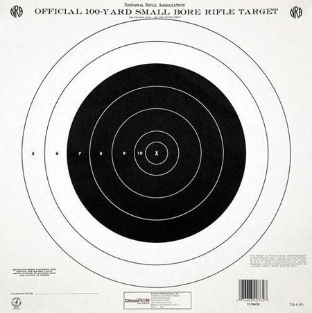 Champion NRA Approved GTQ-4(P) 100 Yard Small Bore Rifle Paper Targets 12/ct