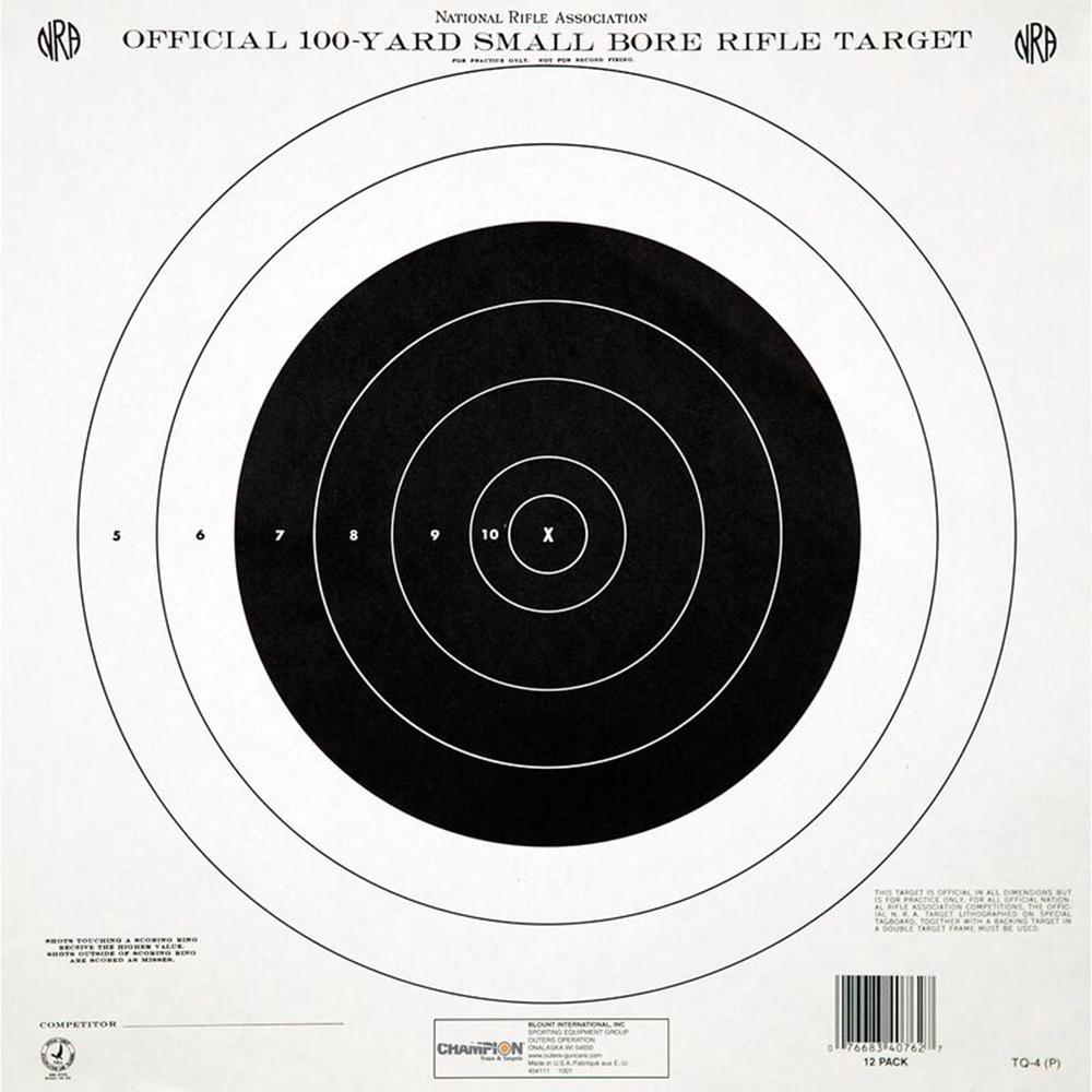 Champion Official NRA Small Bore Rifle Targets TQ-4(P) 100-Count