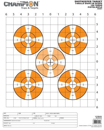 Champion ShotKeeper Large Sight-In Paper Targets 12 Per Pack