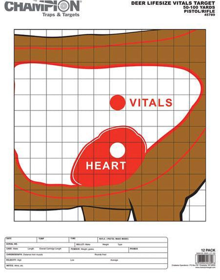 Champion Deer Vitals Animal Paper Shooting Targets (12/Pack)