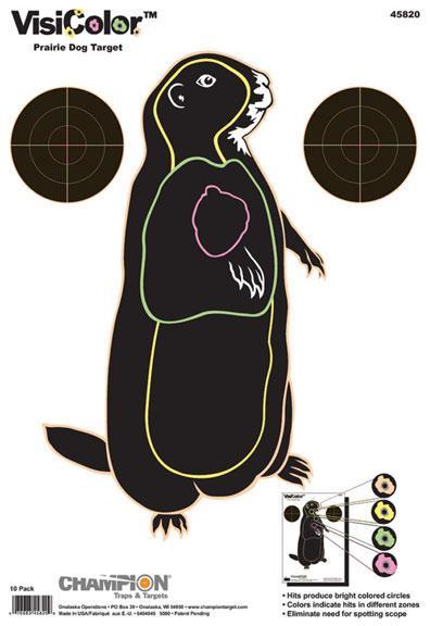 Champion VisiColor Prairie Dog Targets 11" X 16" Pack of 10