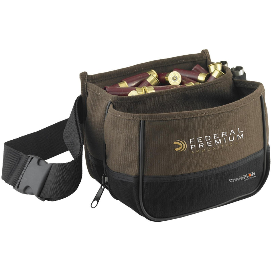Champion Trapshooting Double Box Shotgun Shell Pouch Tan Canvas Nylon