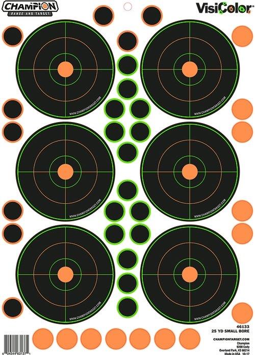 25 YD Small Bore Shooting Targets 5 Pack with 90 Pasters