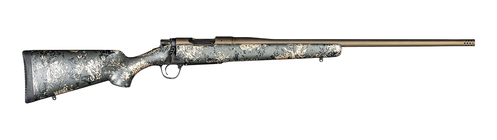 Christensen Arms Mesa FFT Titanium Full Size 25 Creedmoor Rifle - Burnt Bronze Cerakote, Carbon Fiber Stock w/Green & Tan Accents