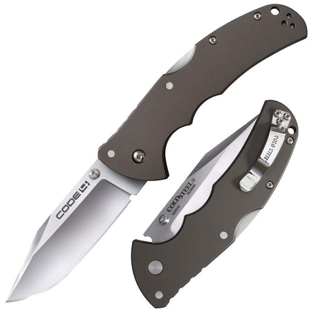 Cold Steel Code 4 Clip Point 3.5" Satin Blade Lockback Knife with Aluminum Handle