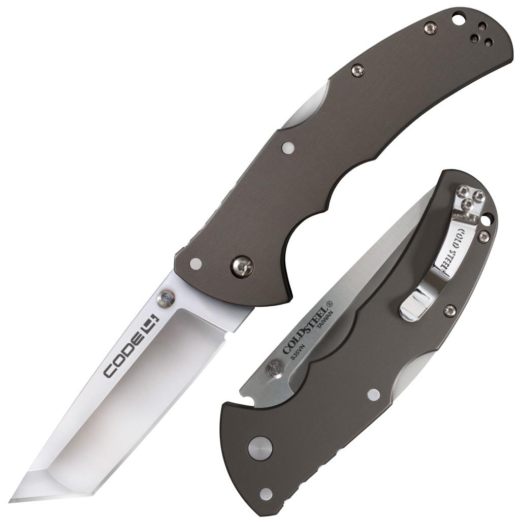 Cold Steel Code 4 Tanto Tri-Ad Lock Folding Knife 3-1/2" Satin S35VN
