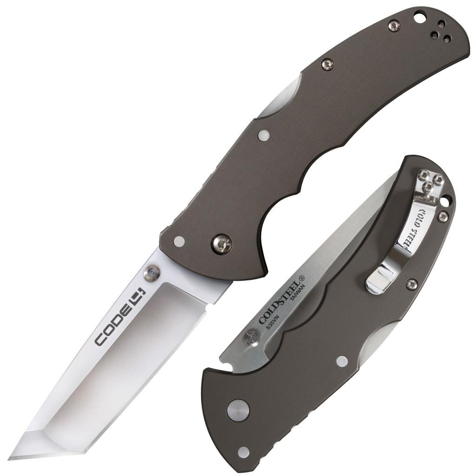 Cold Steel Code 4 Tanto Tri-Ad Lock Folding Knife 3-1/2" Satin S35VN