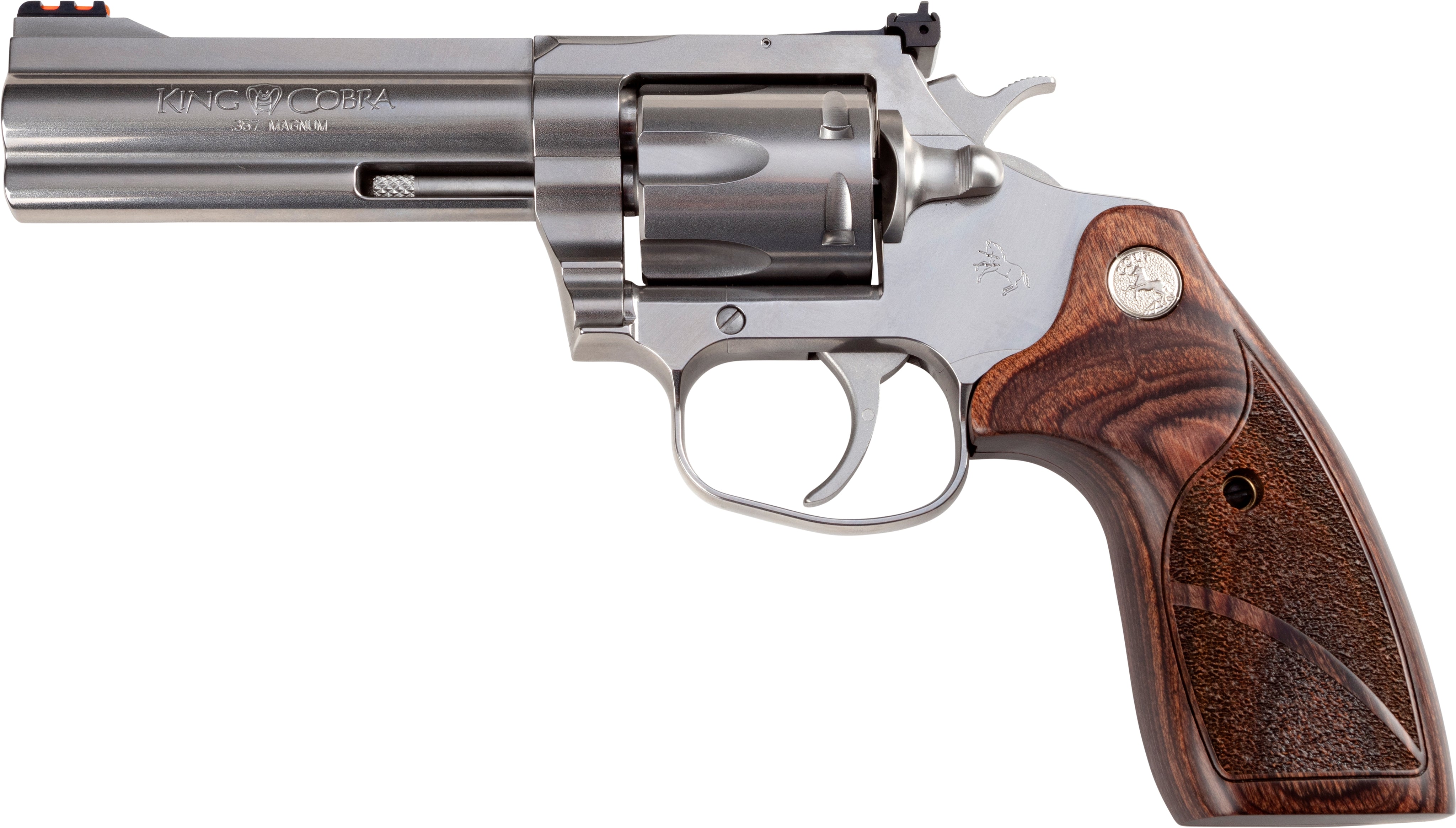 Colt Mfg KCOBRASB4TS King Cobra Target 357 Mag 6 Shot 4.25" Matte Stainless Barrel, Cylinder & Steel Frame. Altamont Wood Grip