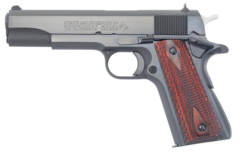 Colt Government Series 70 1911 .45 ACP 5" Blued, Rosewood Grip