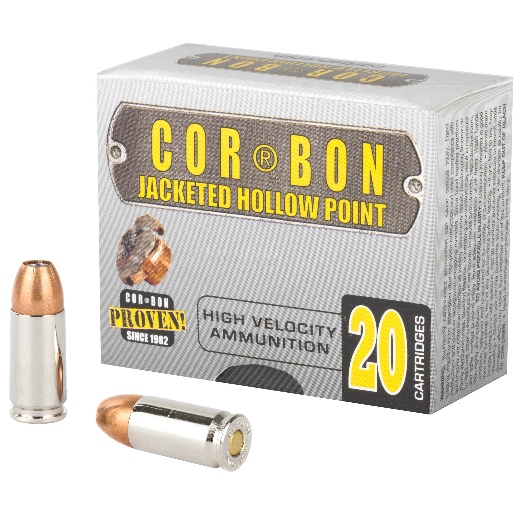 Cor-Bon 9mm Luger/Parabellum 9125 Self Defense +P Jacketed Hollow Point JHP 125 Grain