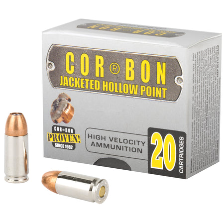 Cor-Bon 9mm Luger/Parabellum 9125 Self Defense +P Jacketed Hollow Point JHP 125 Grain