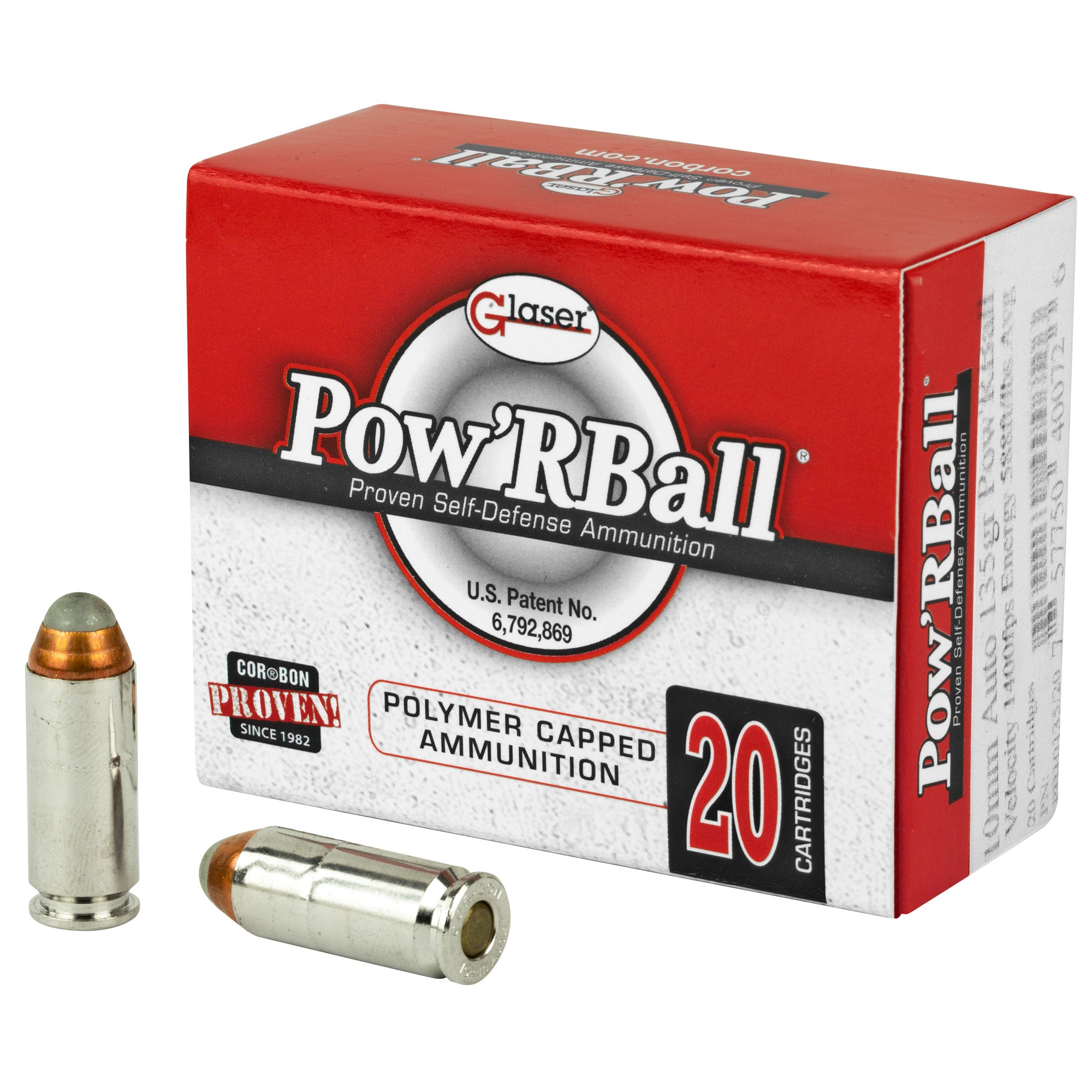 Cor-Bon 10mm Auto PB10135 Glaser Pow'rBall Jacketed Hollow Point JHP 135 Grain