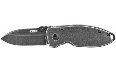 CRKT Squid 2490KS 2.16" Folding Knife, Plain Edge, Black Stonewashed Blade, Stainless Steel Handle, Frame Lock