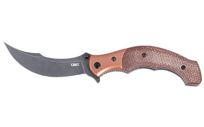 CRKT Ritual Compact 7465 Assisted Folding Knife, 3.33" 12C27 Steel, Plain Edge, Micarta Brown Handle, IKBS Bearings