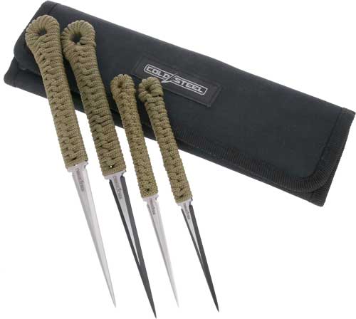 Cold Steel Throwing Spikes 4-Pack 2.5" and 3.5" Sizes with Sheath