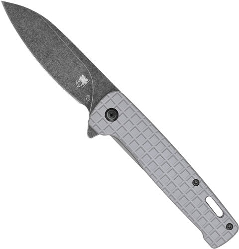 CobraTec Rhino Folding Knife 3.37" Stonewash D2 Grey and Black