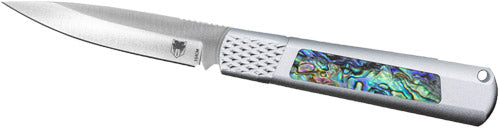 CobraTec Gideon 3" Hidden Release Folding Knife with Abalone Inserts Aluminum