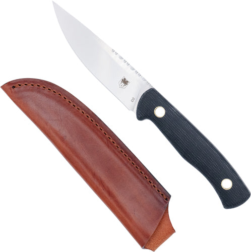 CobraTec Koonsman Fixed Blade Knife 4" Black D2 Steel w/ Leather Sheath