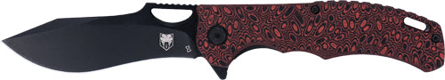 CobraTec Nighthawk Folding Knife 3.62" D2 Black Blade Red G-10 Scales