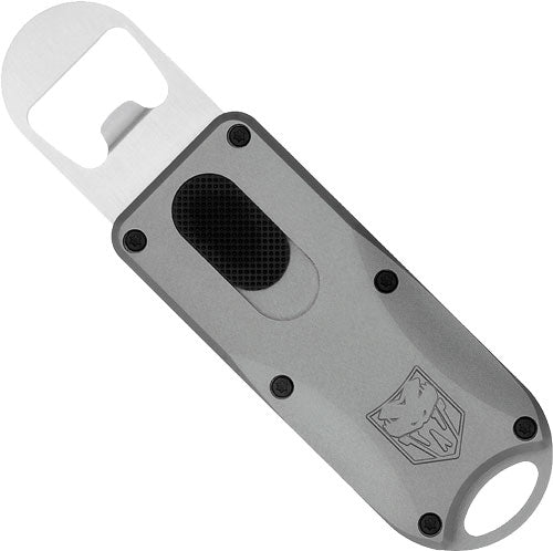 CobraTec OTF Style Bottle Opener Grey 4.62" Overall with Lanyard Loop