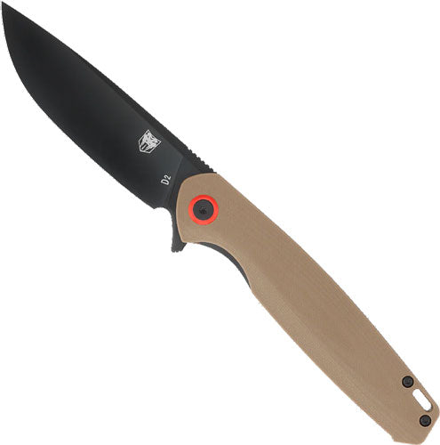 CobraTec Rath Folder 3.5" Black D2 Blade Brown Handle