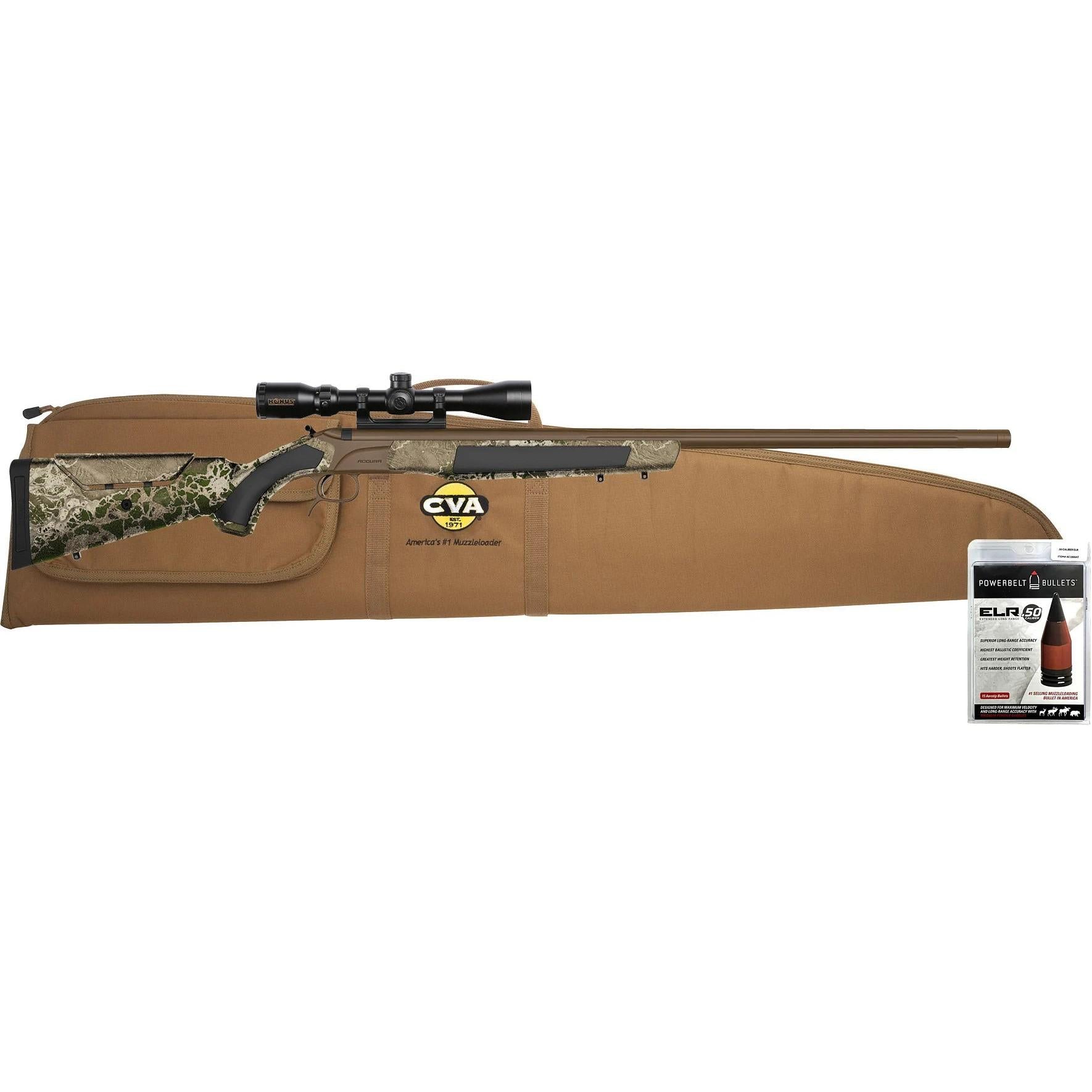 CVA Accura LR-X 50 Cal Muzzleloader Patriot Brown Cerakote with KonusPro 4-12x44 IR BDC Reticle