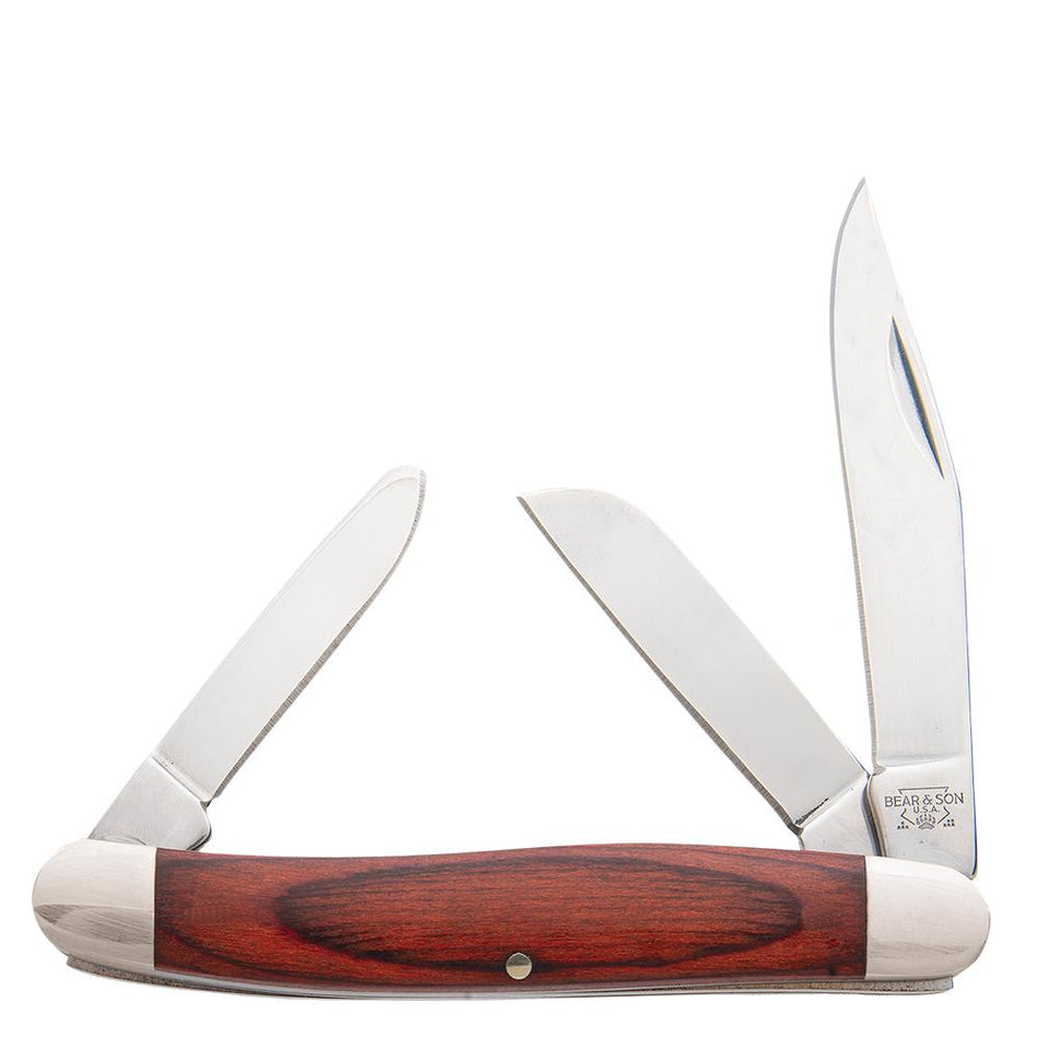 Bear & Son Midsize Stockman Folding Knife Rosewood Handle 2-3/8" Blade