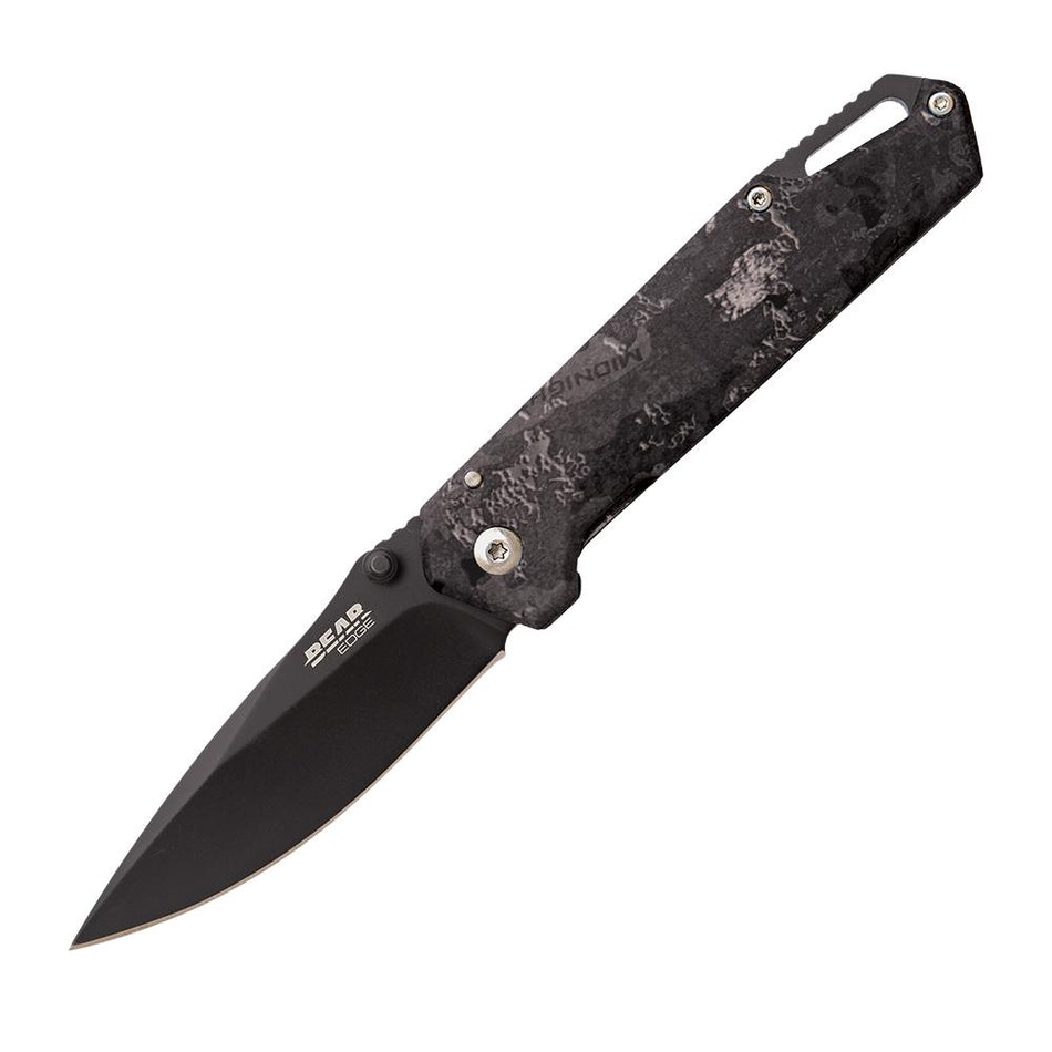 Bear & Son Brisk 3.0 Midnight Camo Folding Knife with 2-7/8" Drop Point Blade